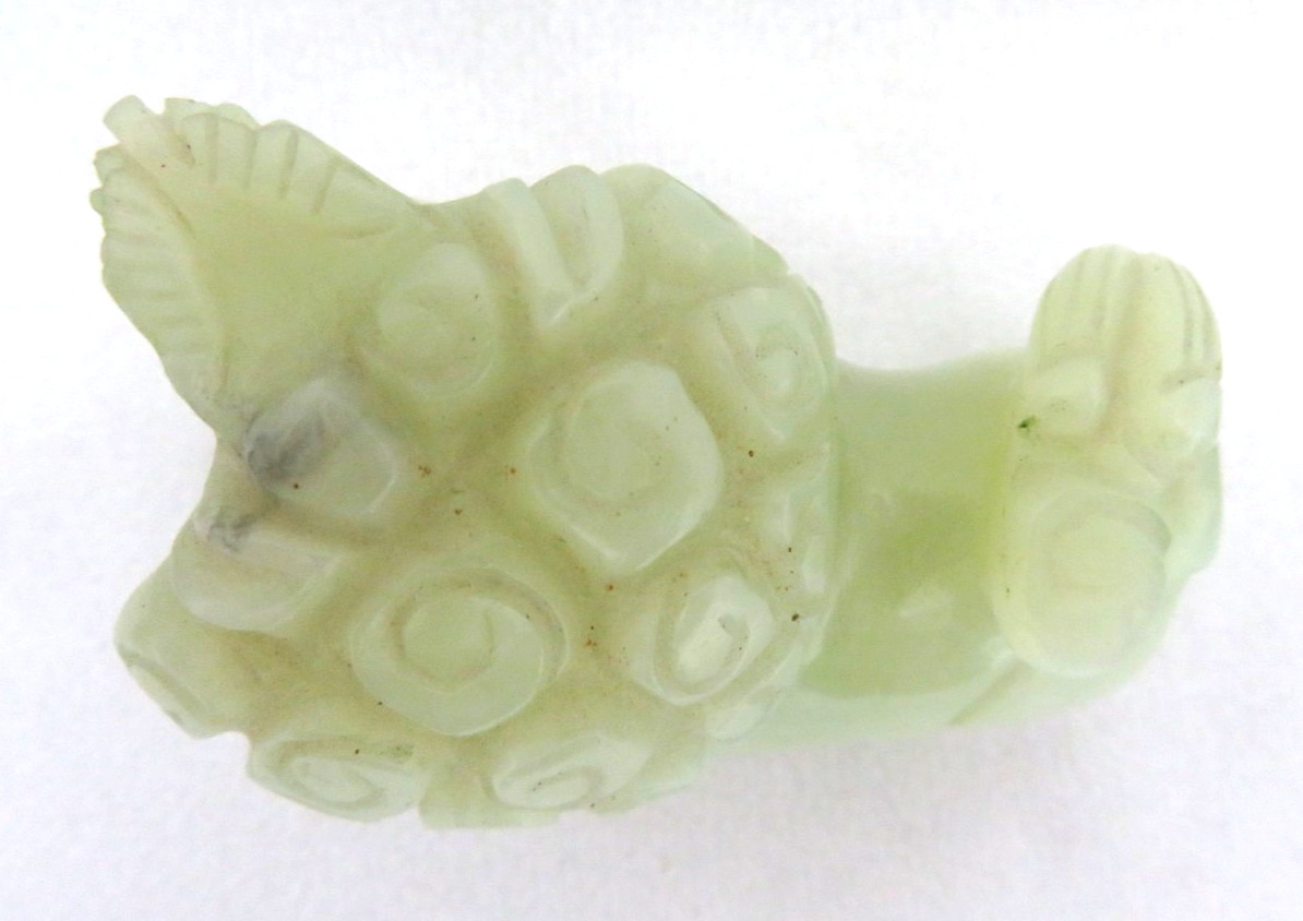Vintage Chinese Carved Green Jade Foo Dog Figurine