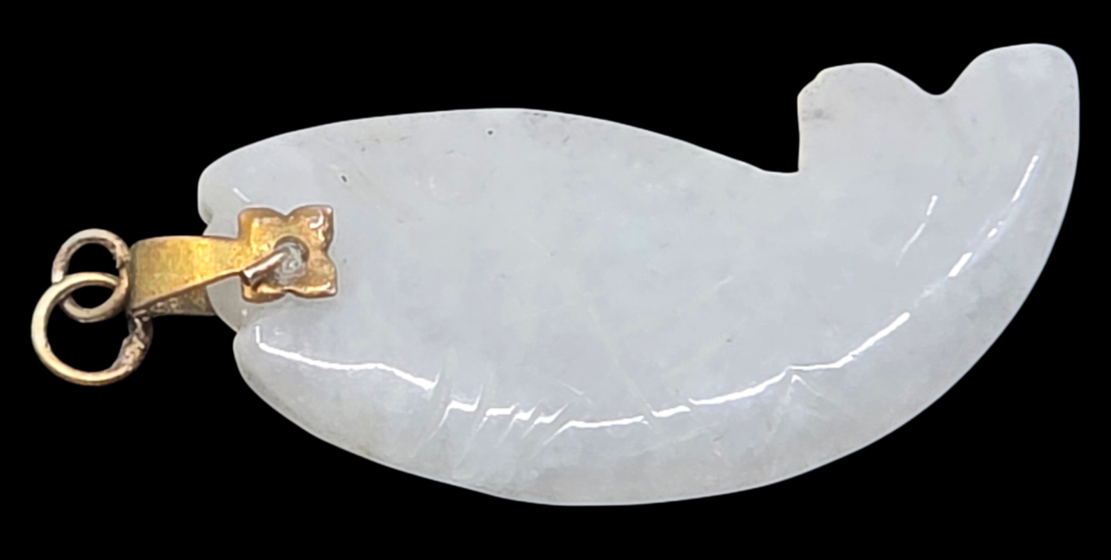 Chinese Hand Carved Icy White Jade Fish Pendant – Symbol of Abundance
