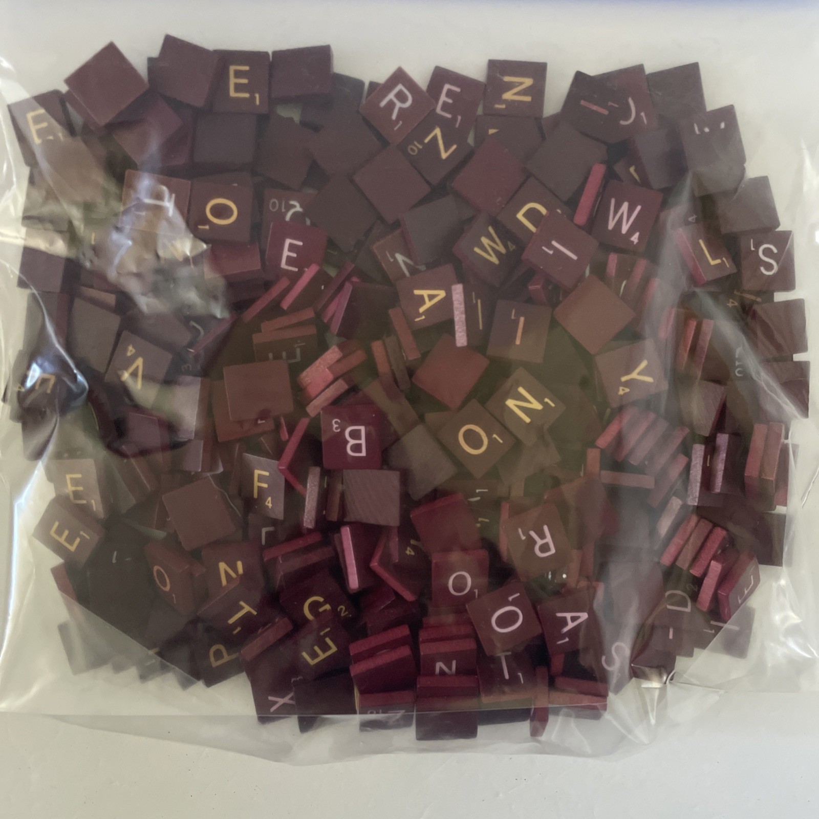 Scrabble Tiles Lot Wood Wooden Letters Crafting Maroon Burgundy Pieces 1 lb.