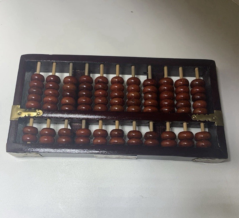 Diamond Brand Chinese Wooden Abacus with Brass Accents Made in China