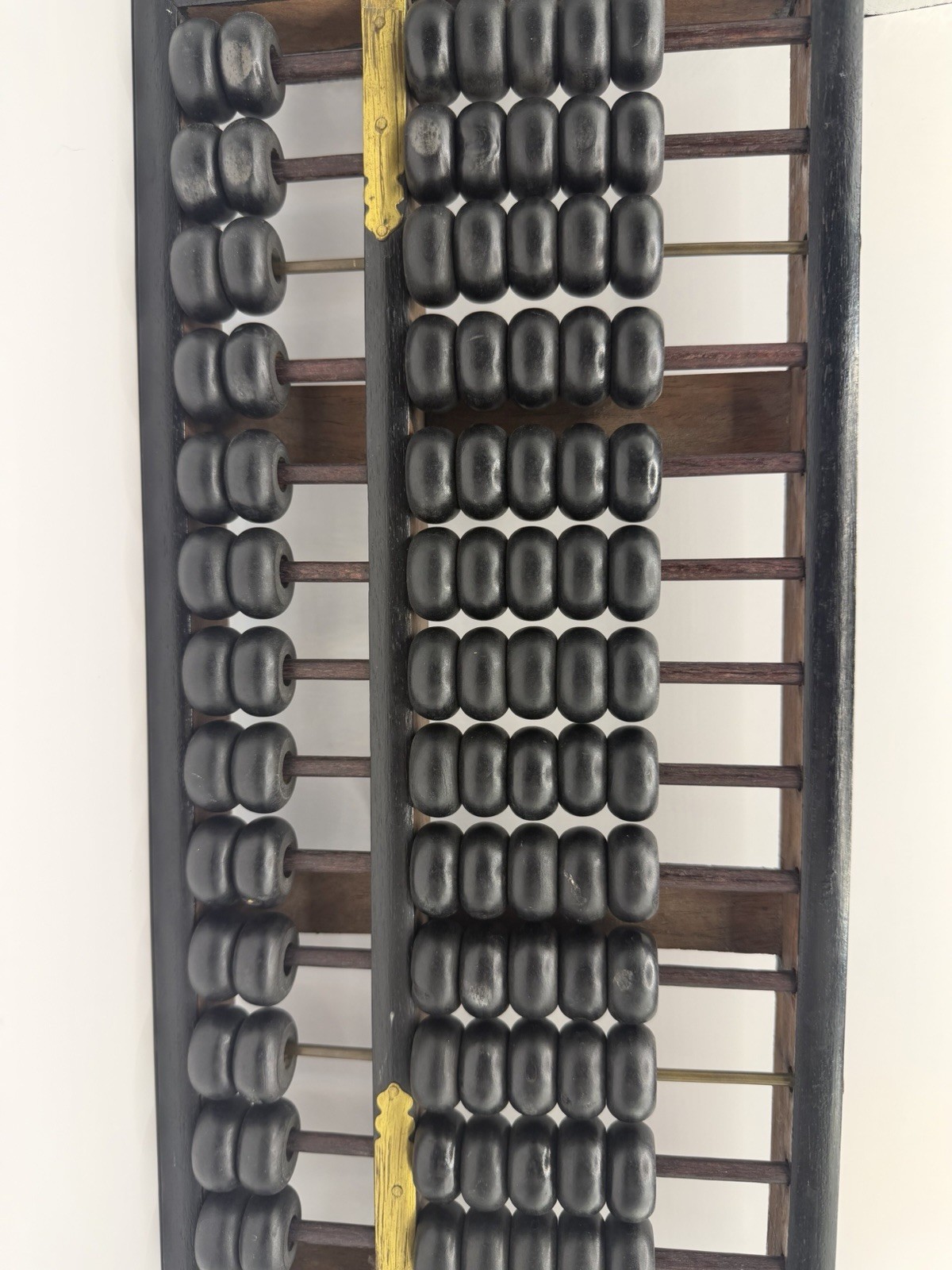 Vintage Chinese Abacus Suanpan Lotus Flower Wood Brass (1960s) Hong Kong