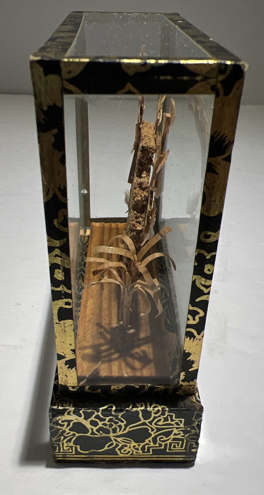 Vintage Oriental Chinese 3D Handcarved Cork Diorama Trees/Cranes 4×3.5×1.25 Inch