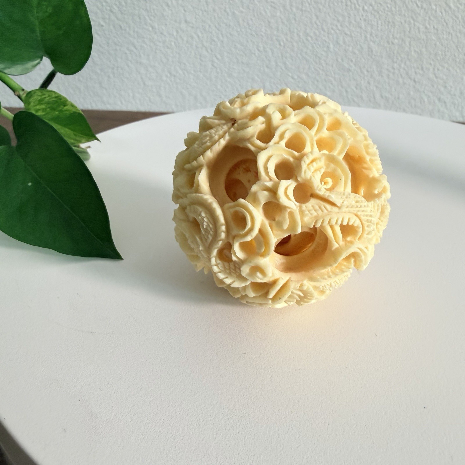 Vintage Hand‑Carved Puzzle Ball Sphere – Intricate Asian Décor 8 Layer Dragon