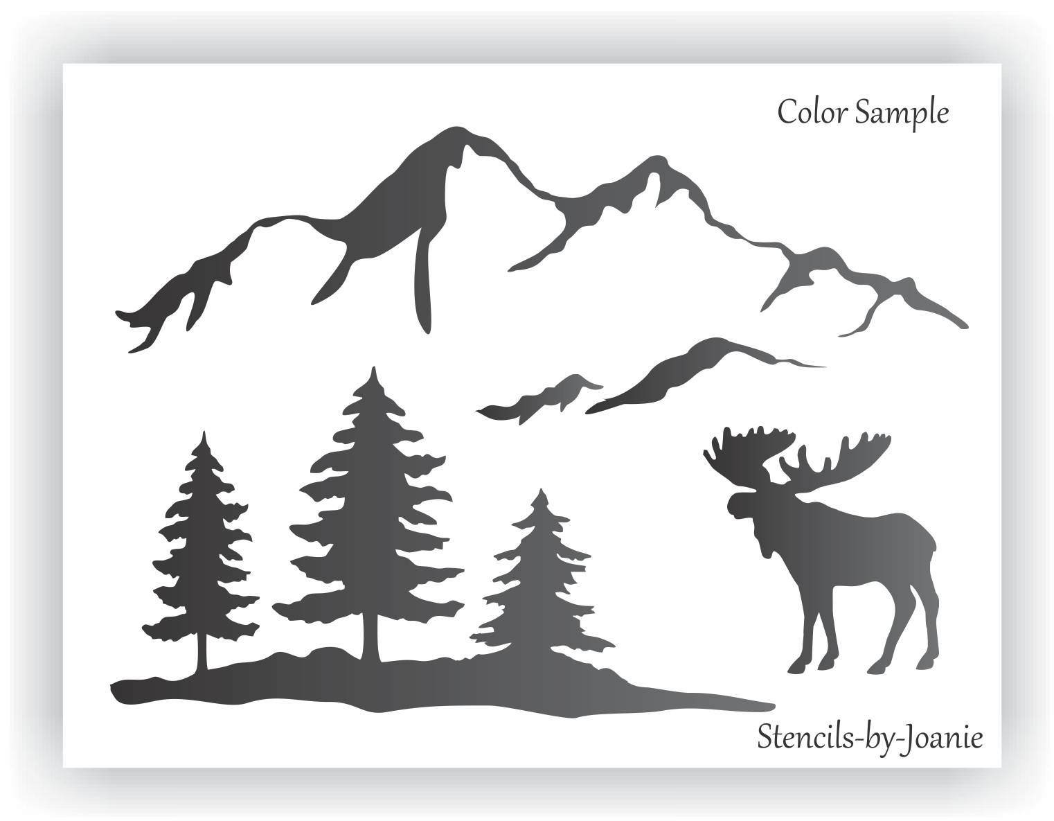 Stencils Joanie Moose Snowy Mountain Range Pine Tree Rustic Lodge DIY Cabin Sign