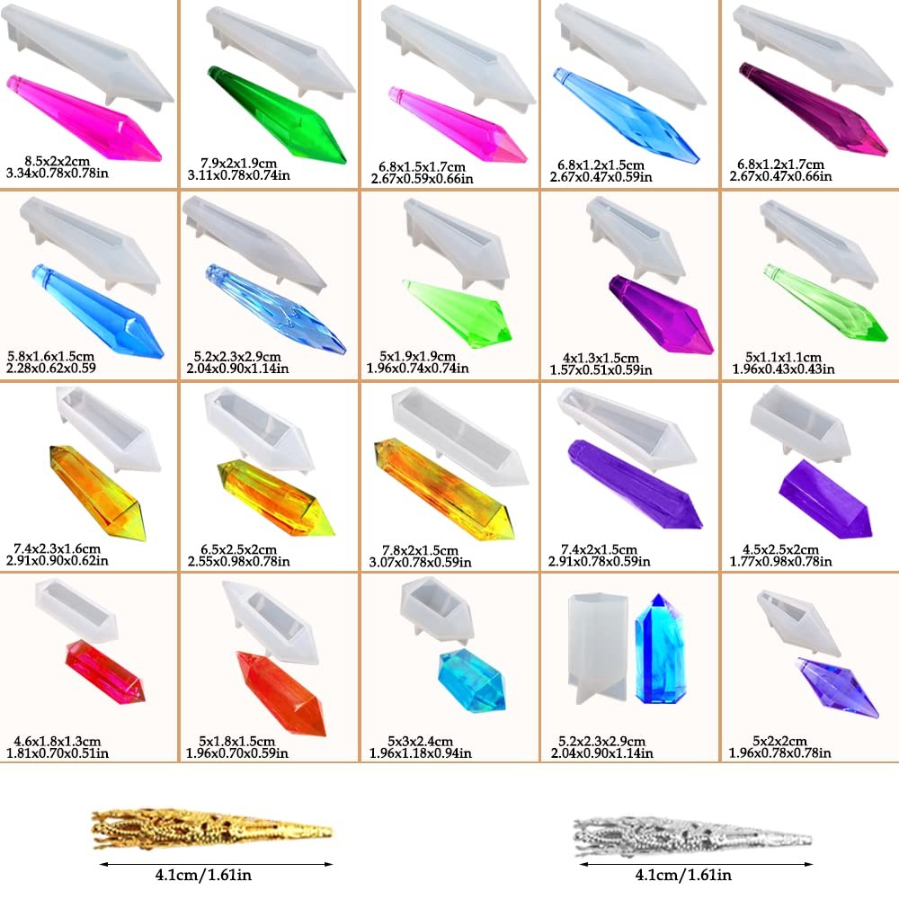 20 Pcs Pendulum Crystal Resin Molds, Pendant Resin Jewelry Molds Multi-Facet …