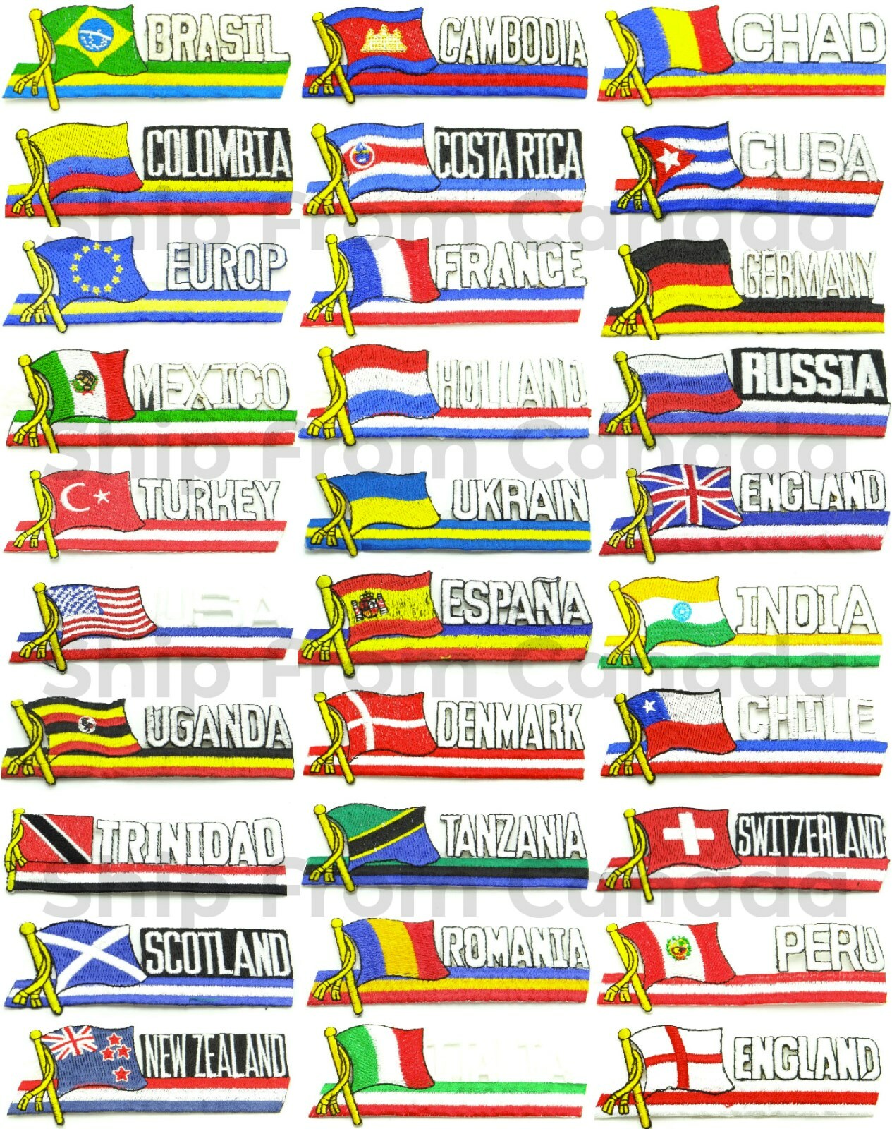High Quality Country Sidekick Flag emblem Embroidered Iron On Patches 1.2″X4.3″
