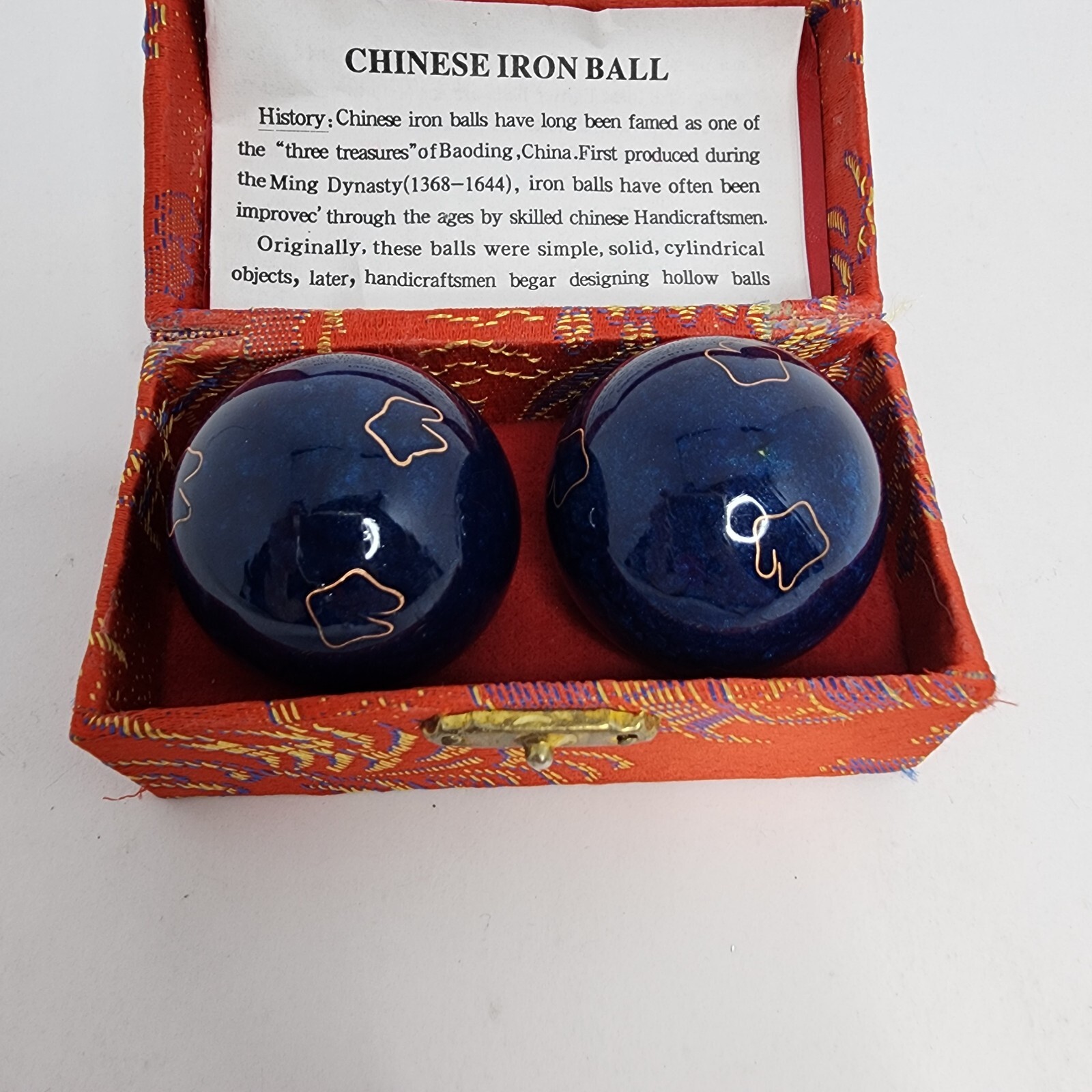 Chinese Iron Balls Dragon Rooster in Case Stress Relief
