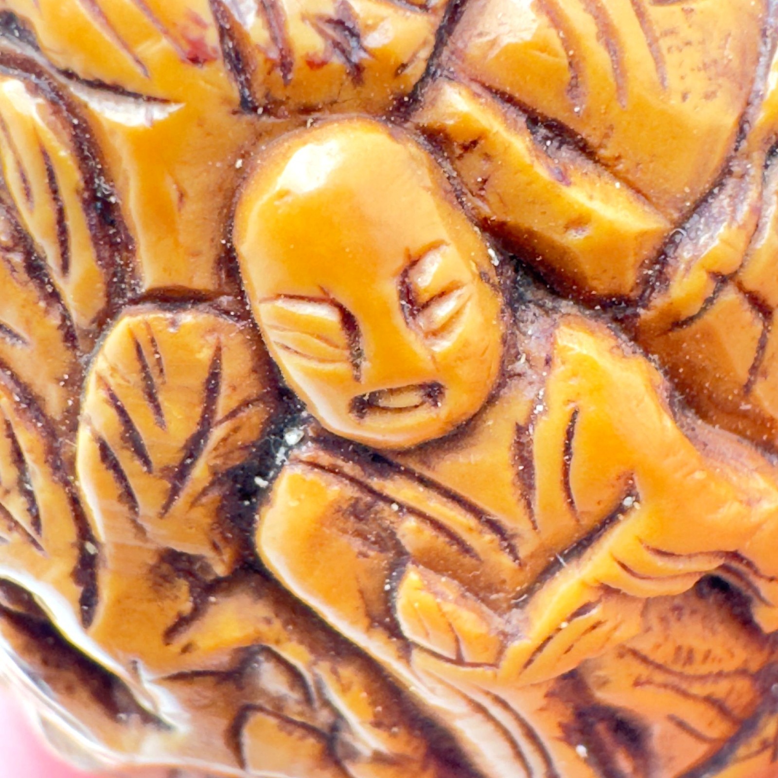 1000 Faces Walnut Carved Wooden Pedestal Stand Base Antique Hand Carved #3