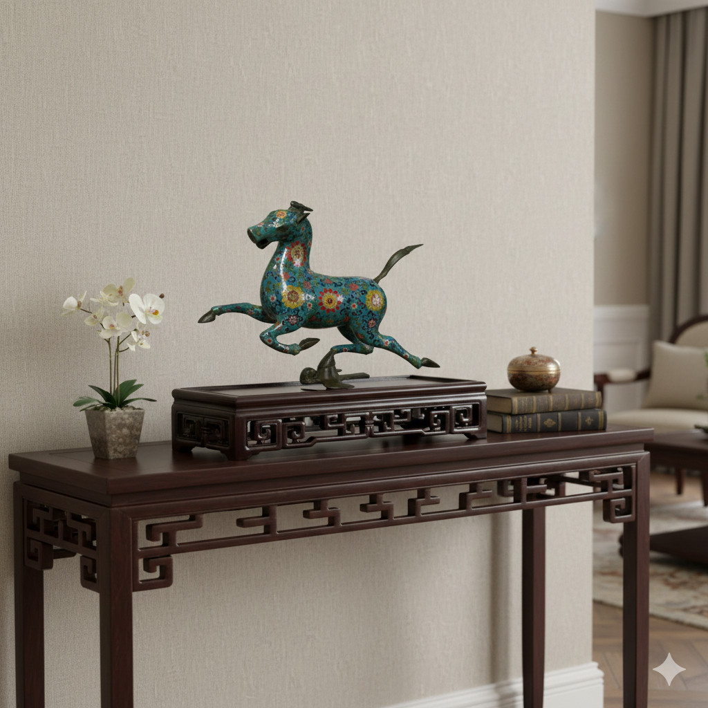 Dark Brown Stained Oriental Geometric Rectangular Display Table Stand GB246