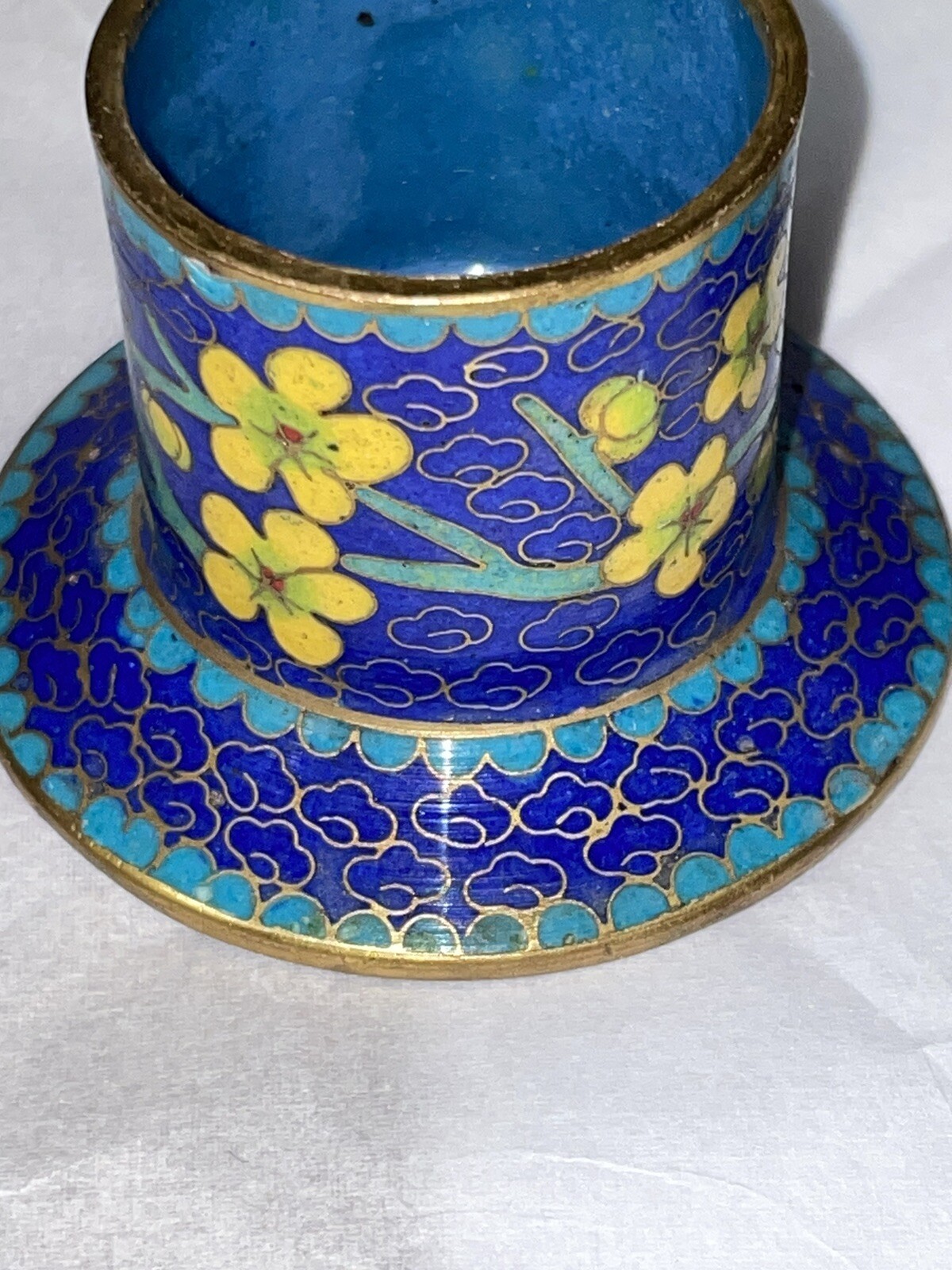 Vintage Chinese Cloisonné 4 Stacking Trinket Jars Or Cups ? Pagoda As-Is No Top