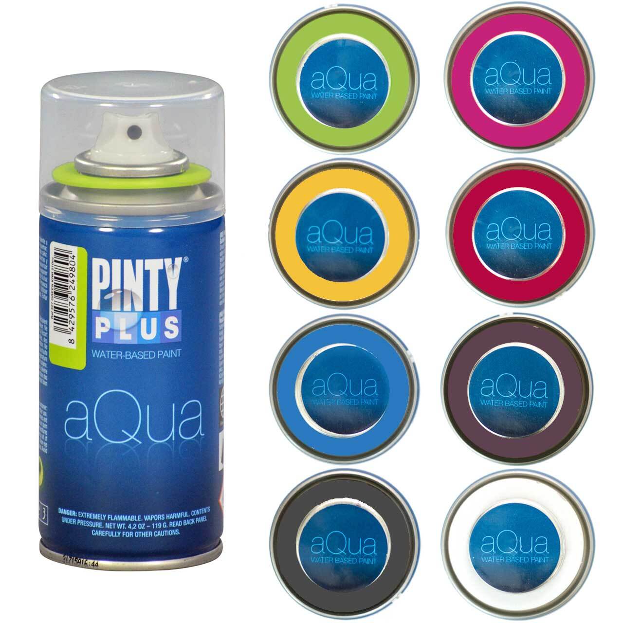 Pintyplus Aqua Water Based Spray Paint, 8 Piece Mini Artist Set – Intense Colors