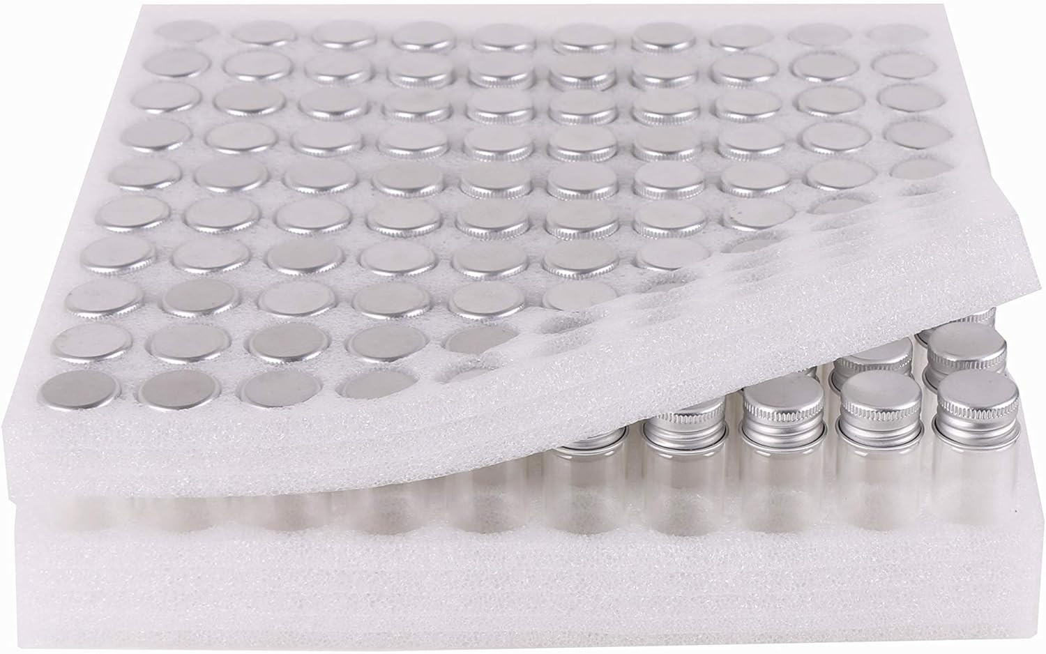 100 Tiny Glass Bottles Clear Small Vials 15 Milliliter Empty Mini Jars with Alum