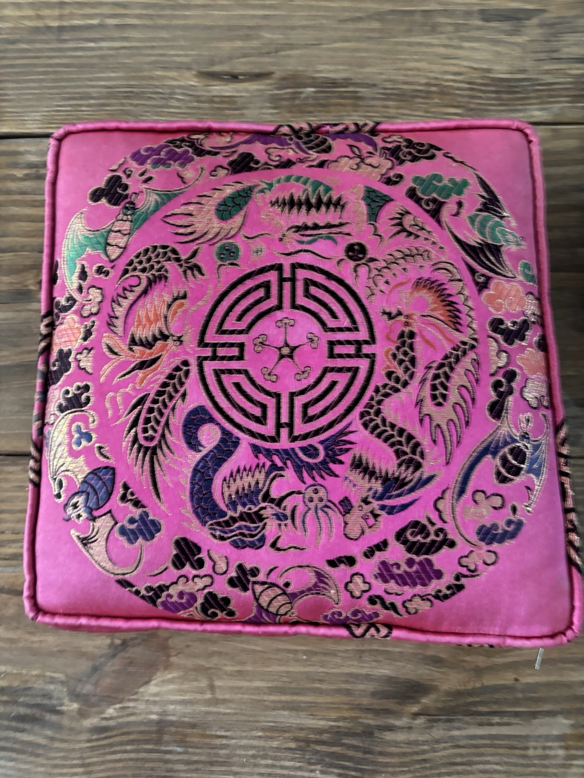 Vintage Oriental Chinese Decor Metallic Embroidered Silk Throw Pillow Lot