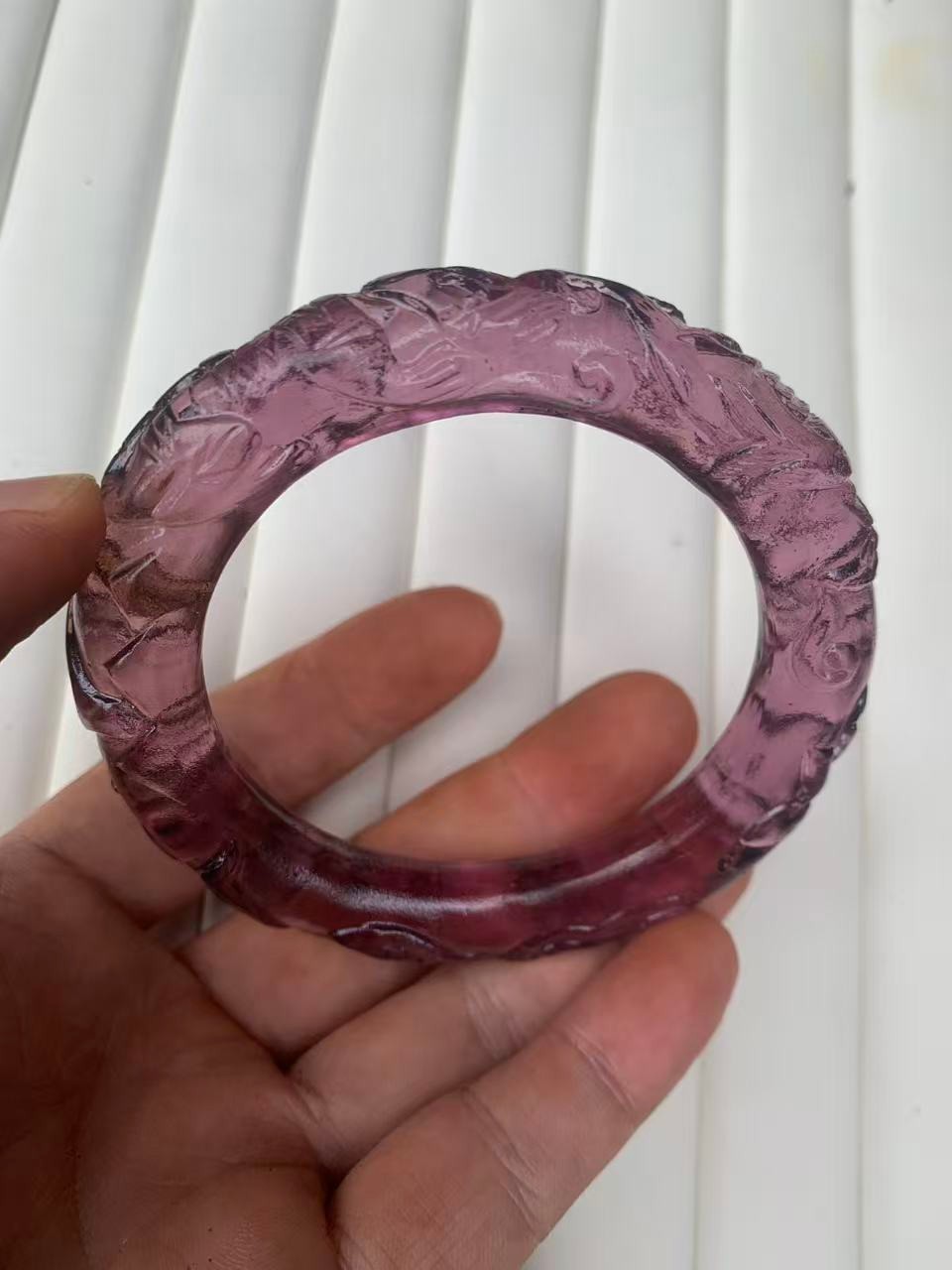 Excellent Chinese Old Crystal Hand Carved Bangle Bracelet