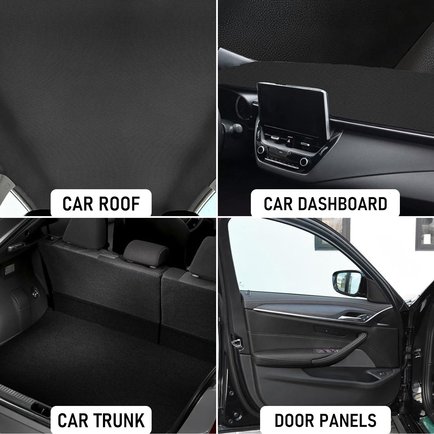 1/8 Black & Gray Foam Backed Automotive Flat Knit Headliner Fabric 60 Wide