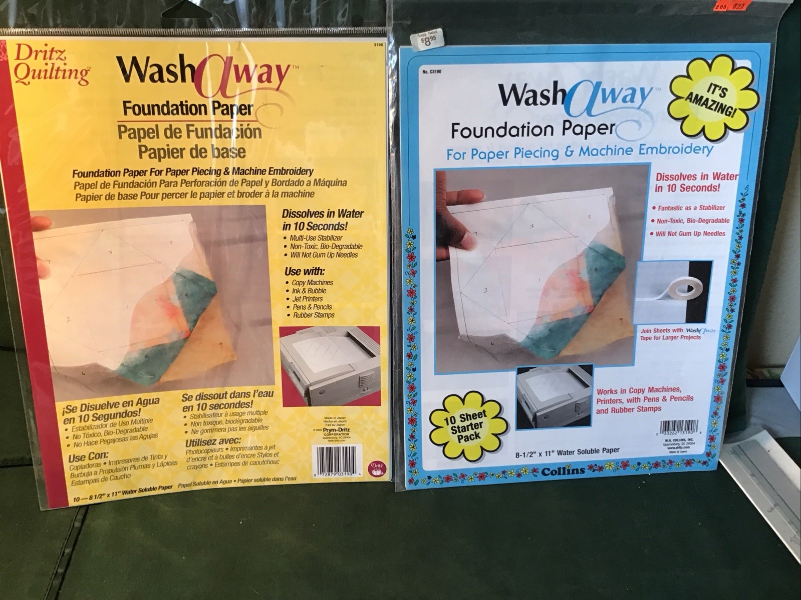 2 Packages Of Wash Away Foundation Paper For Paper Piecing &Machine Embroidery