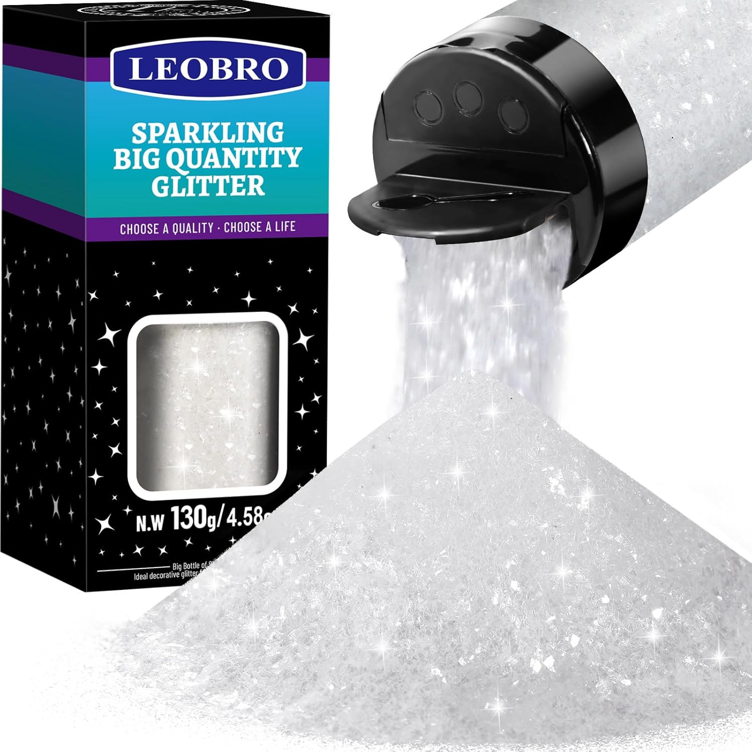 White Glitter, Snow Chunky Glitter for Crafts, Resin Art Crafts, for Body Face H