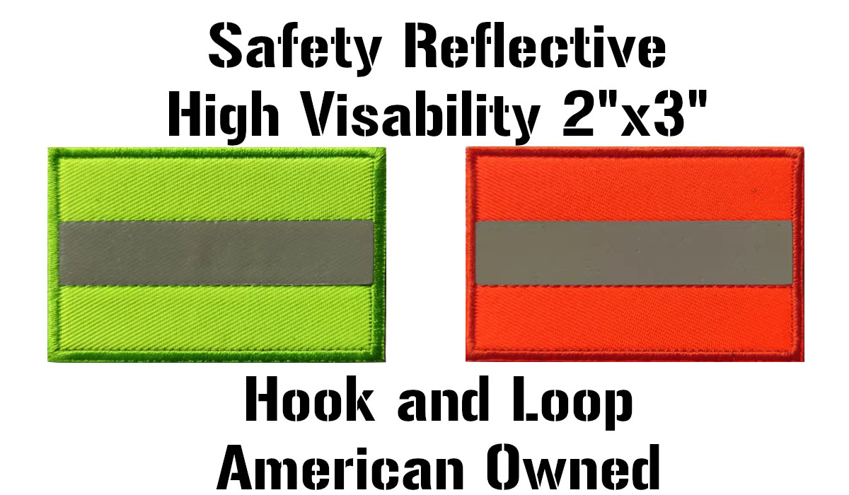 Eye-Catching High Visibility Reflective Strip Safety Patch – Hook & Loop – 2″x3″