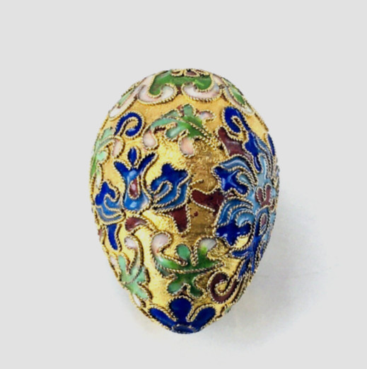 Egg Vintage Chinese Floral Cloisonné Brass Enamel Decorative Collect Multicolor