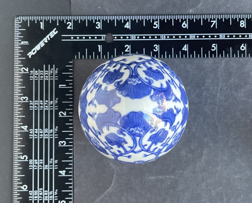 Vintage Asian Blue & White Two Large Eggs 4.25” Collectable Home Decor