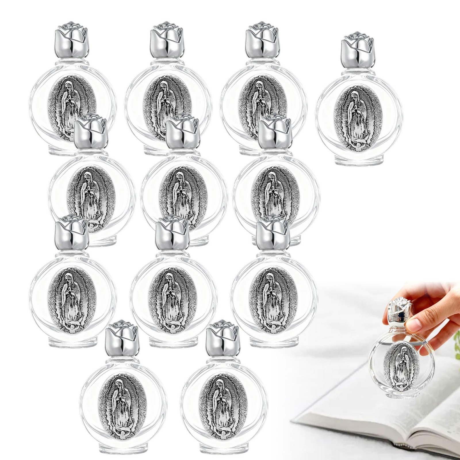 12 Pcs Catholic Holy Water Bottles 0.5 Floz Embossed Glass Holy Water Bottle …
