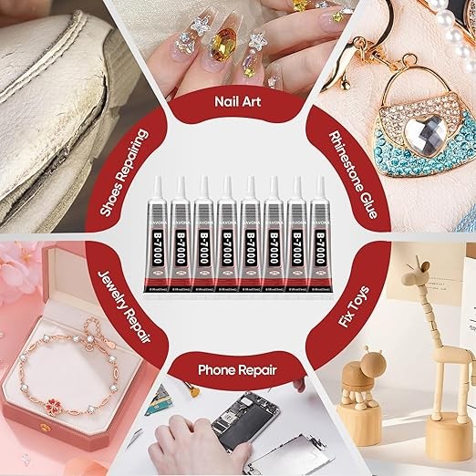B-7000 Glue Clear 4 Pack – 15ml Jewelry Rhinestone Fabric Phone Repair Adhesive