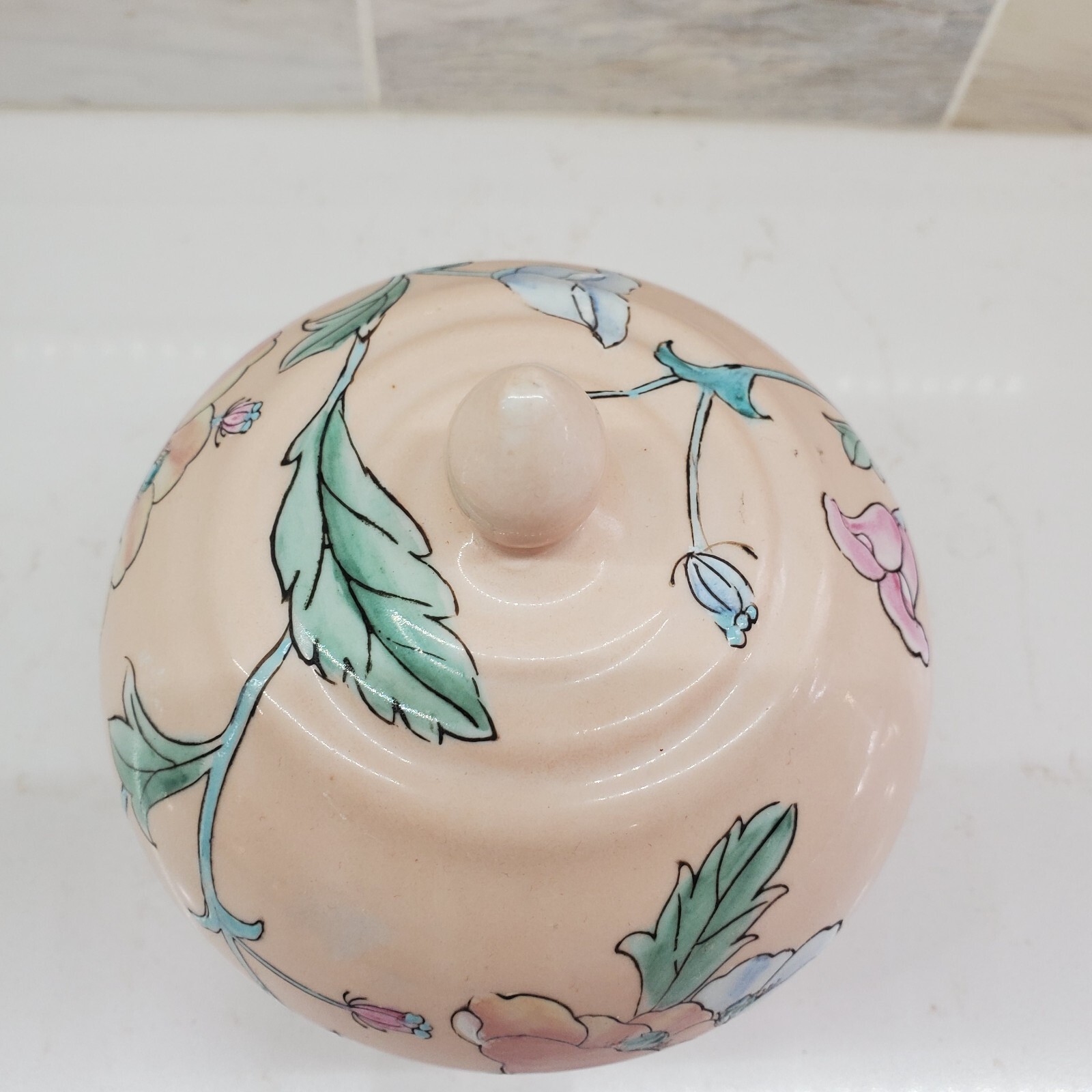 Pink Lidded Dish Toyo Whispering Garden HFP Macau Floral Ceramic Bowl Lid