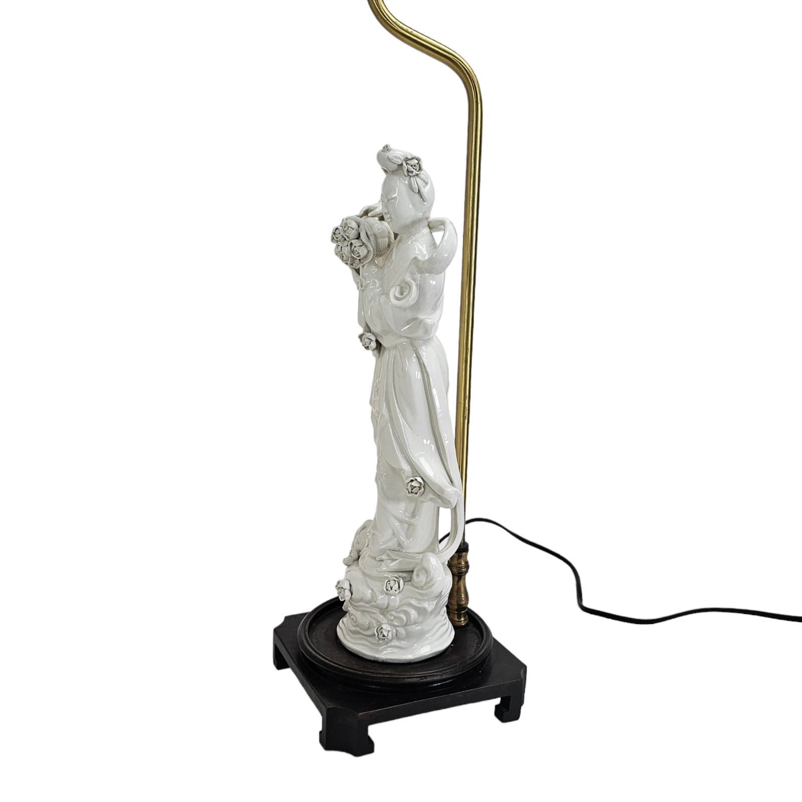 Vintage Chinese Blanc De Chine Porcelain Guanyin Kwanyin Figurine Lamp