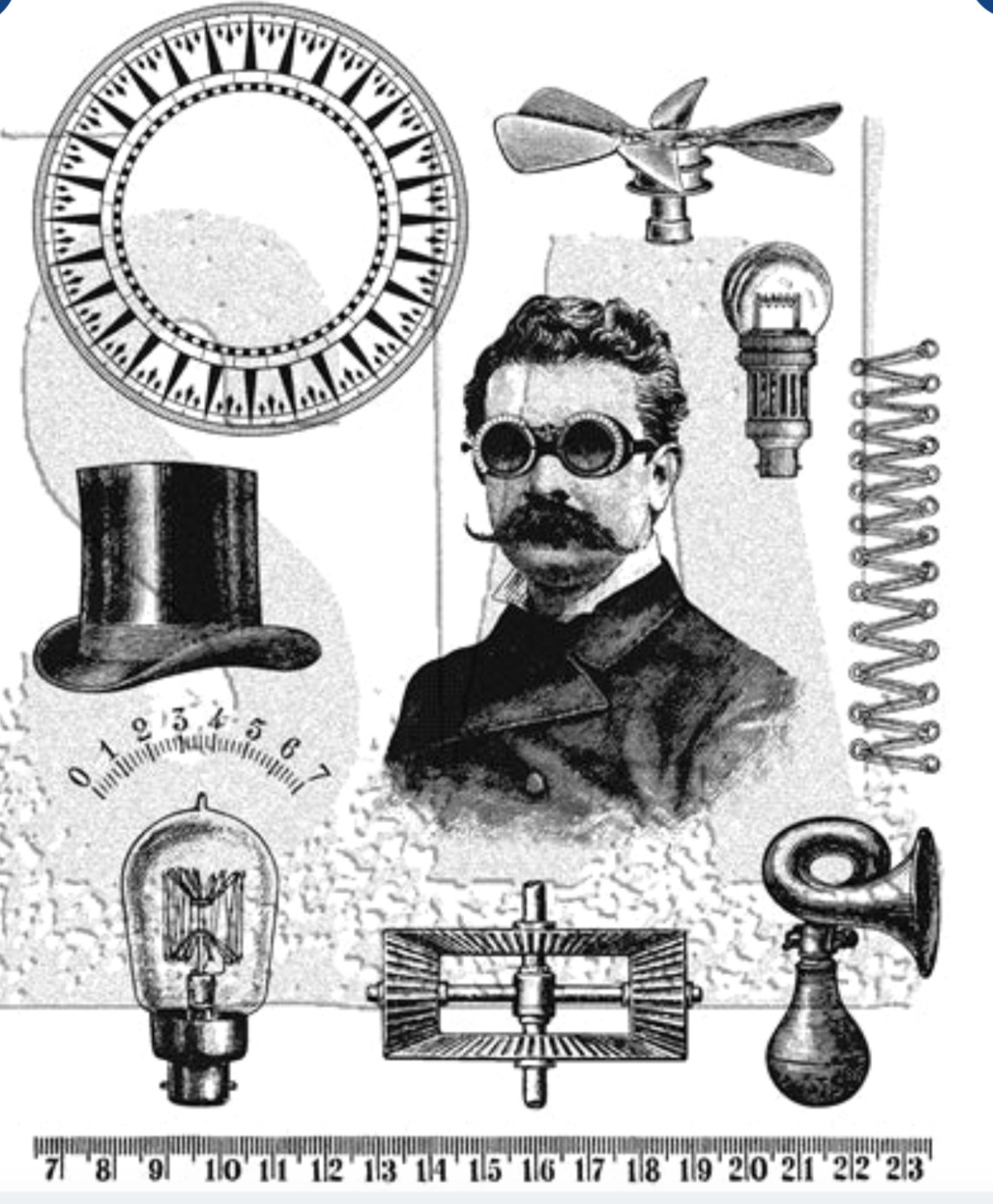 Tim Holtz Stampers Anonymous “THE PROFESSOR” Red Rubber Cling Stamp Set CMS373