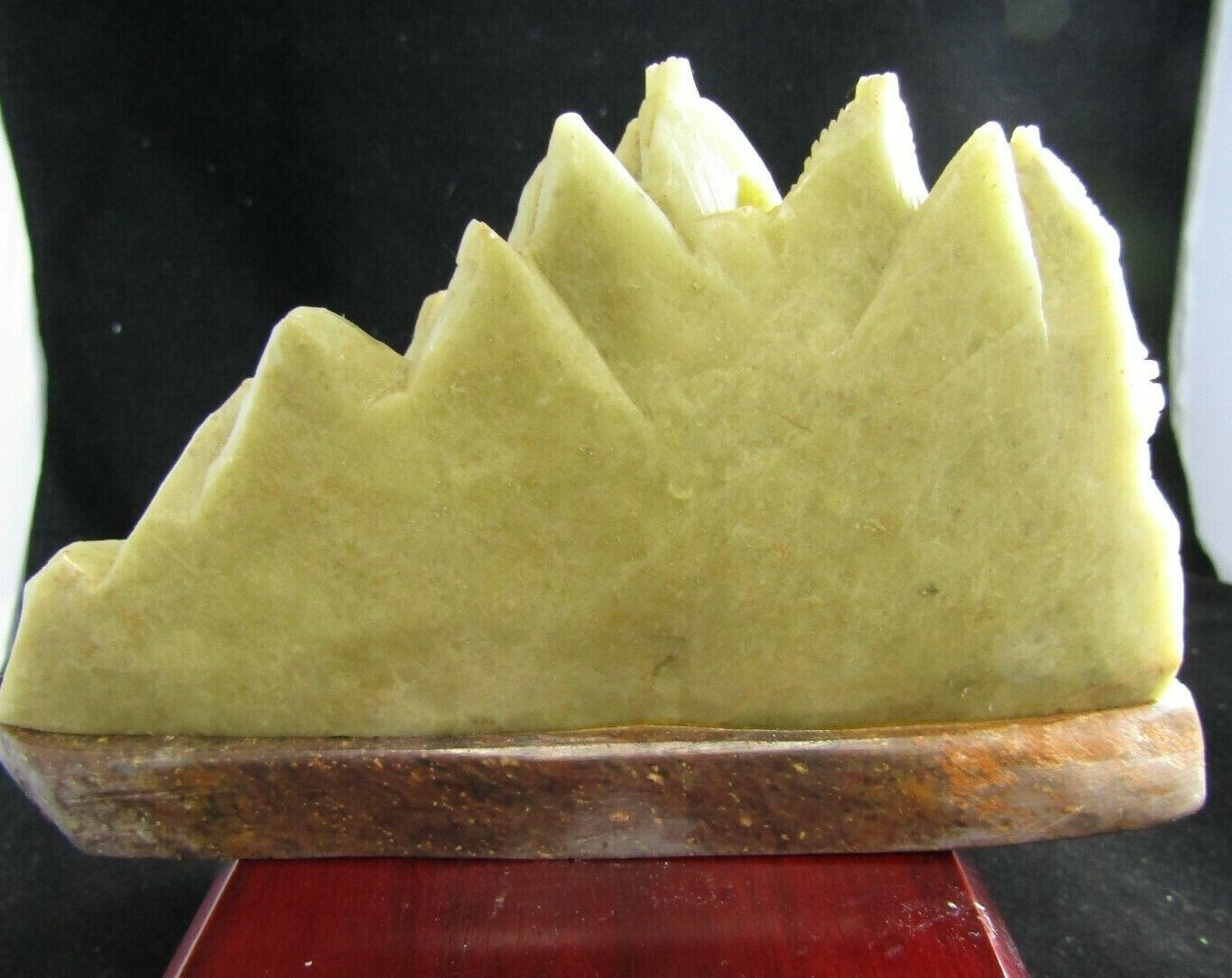 Vintage Art Stone- Chinese Carved Green Stone Great Wall of China ~ 6.5” x 3.75”