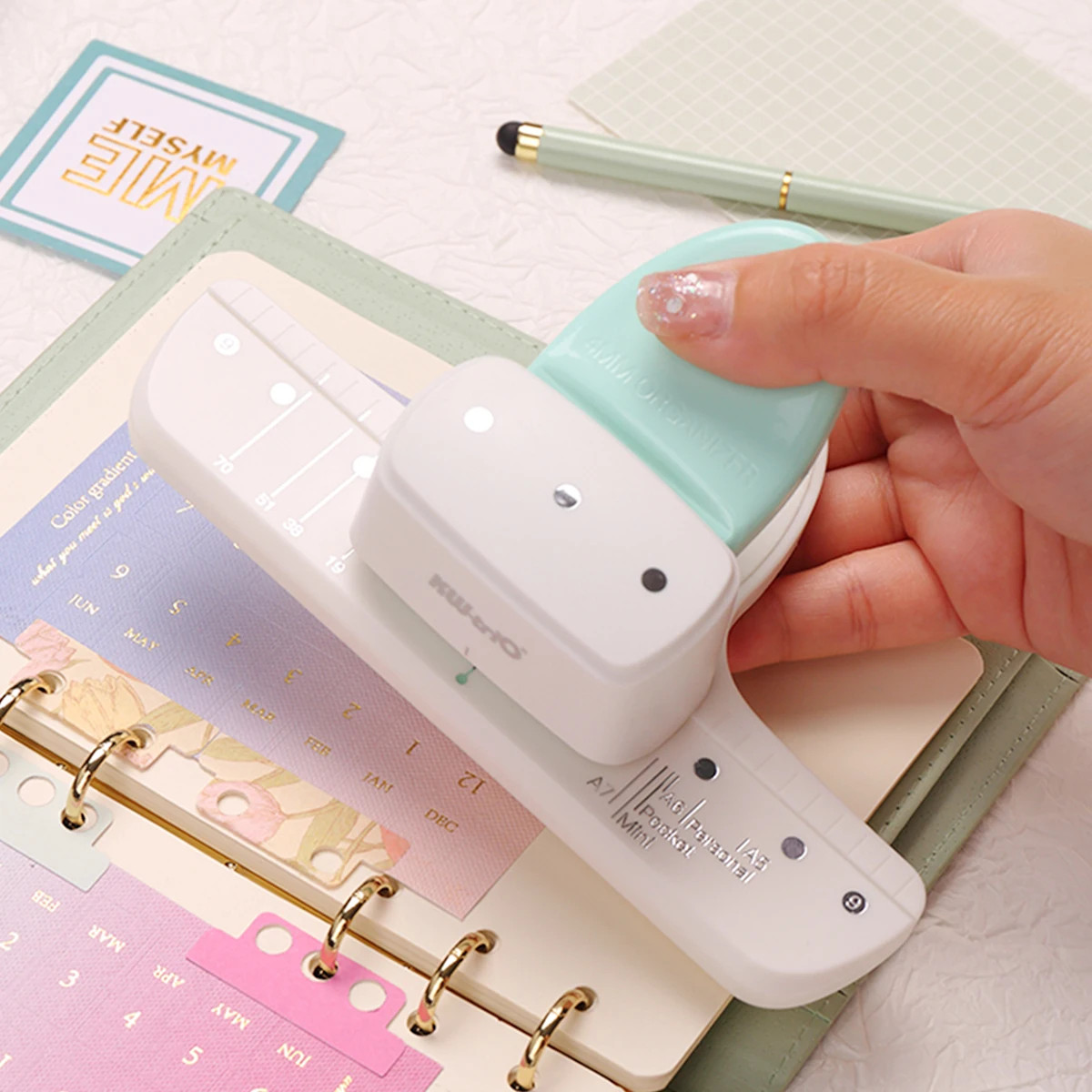 3 Hole Paper Punch Adjustable A4 A5 A6 Loose Leaf Planner Binder Punch