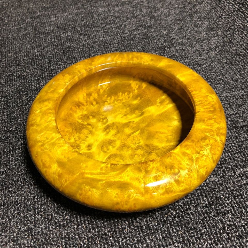 Burma Golden Camphor Ashtray 4.33in Solid Wood Large Home Decor