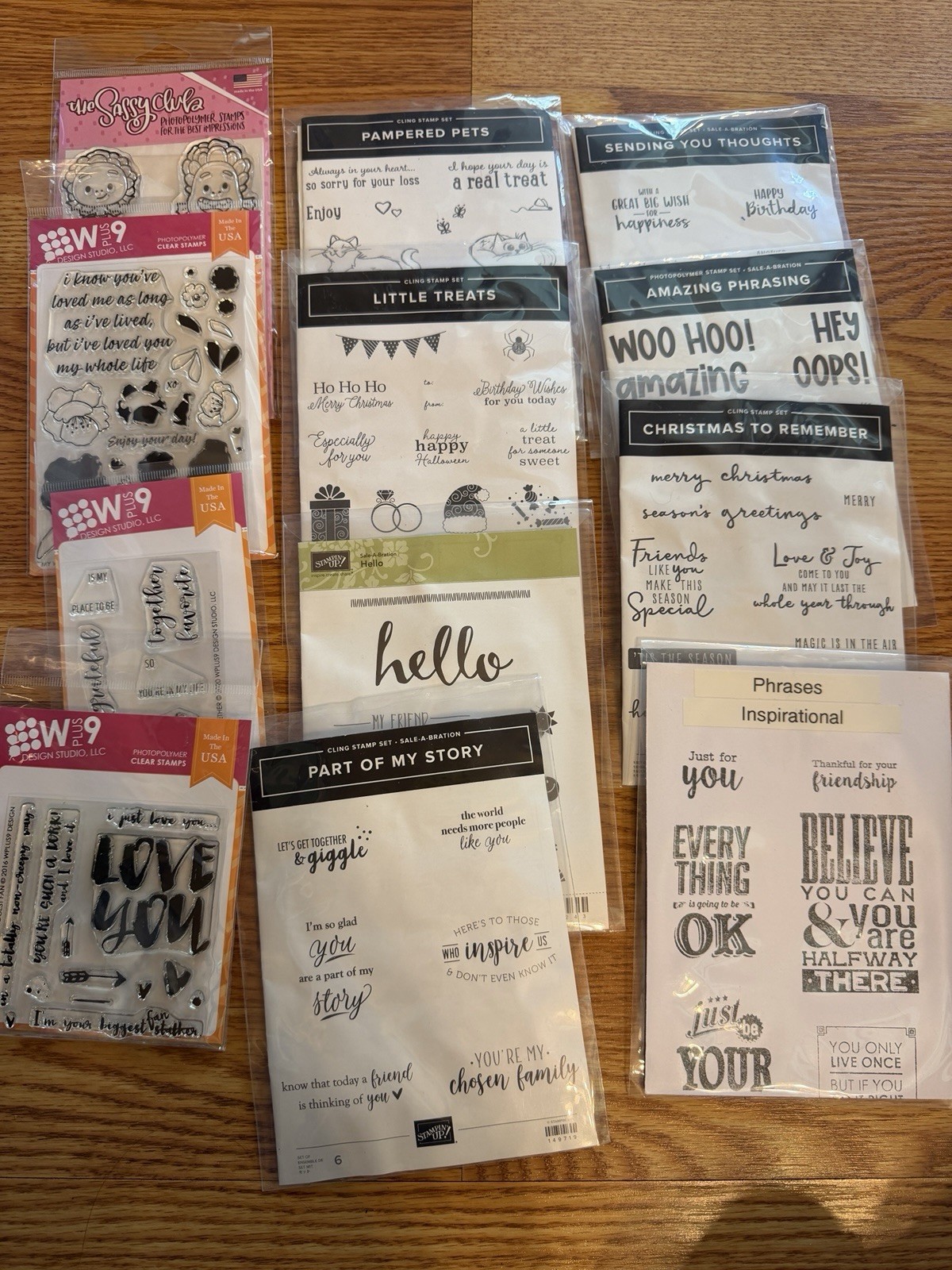 Assorted Clear & Cling Rubber Stamps Lot of 12 Stampin Up! & More Paper Crafting