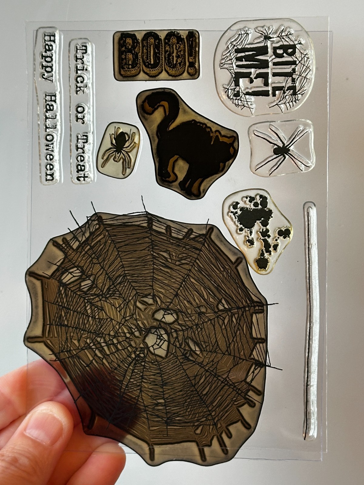 Stampin’ Up! BITE ME Photopolymer Set of 10 Halloween ~ Spider web Boo Halloween