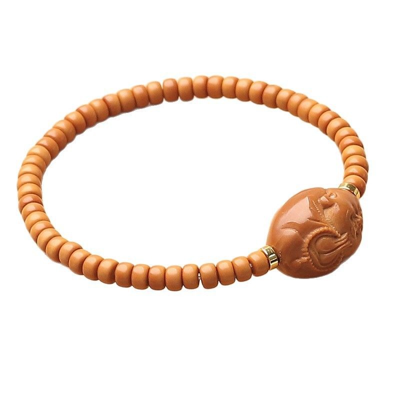 Olive Kernel 5mm Bracelet Monk Carving Men Women Prayer Beads