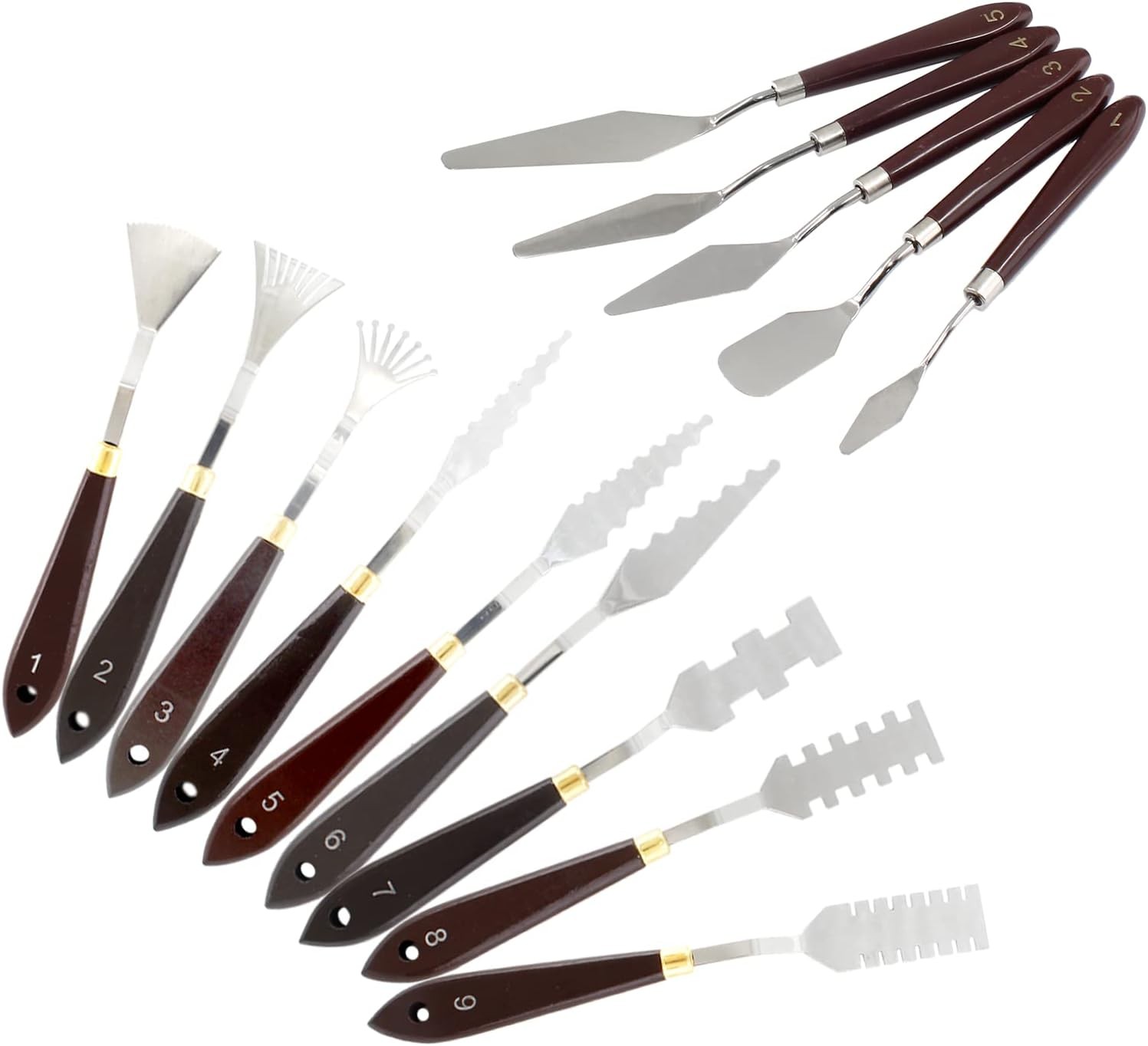 14Pcs Palette Knife Set, Stainless Steel Painting Knife Set, Wooden Handle Paint