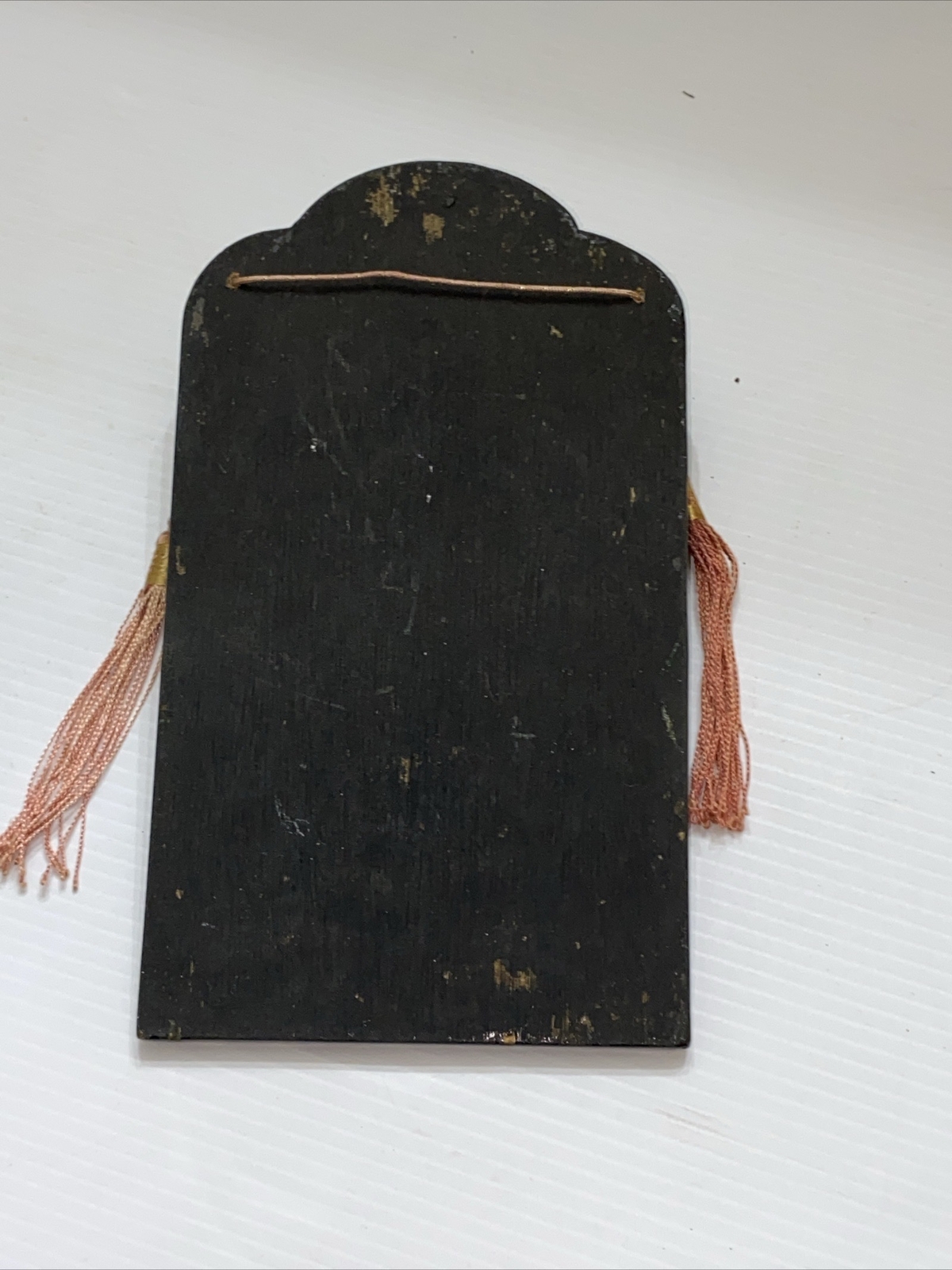 Vintage Mother Of Pearl Letter Holder Notes Oriental Style Black Wall Hanging