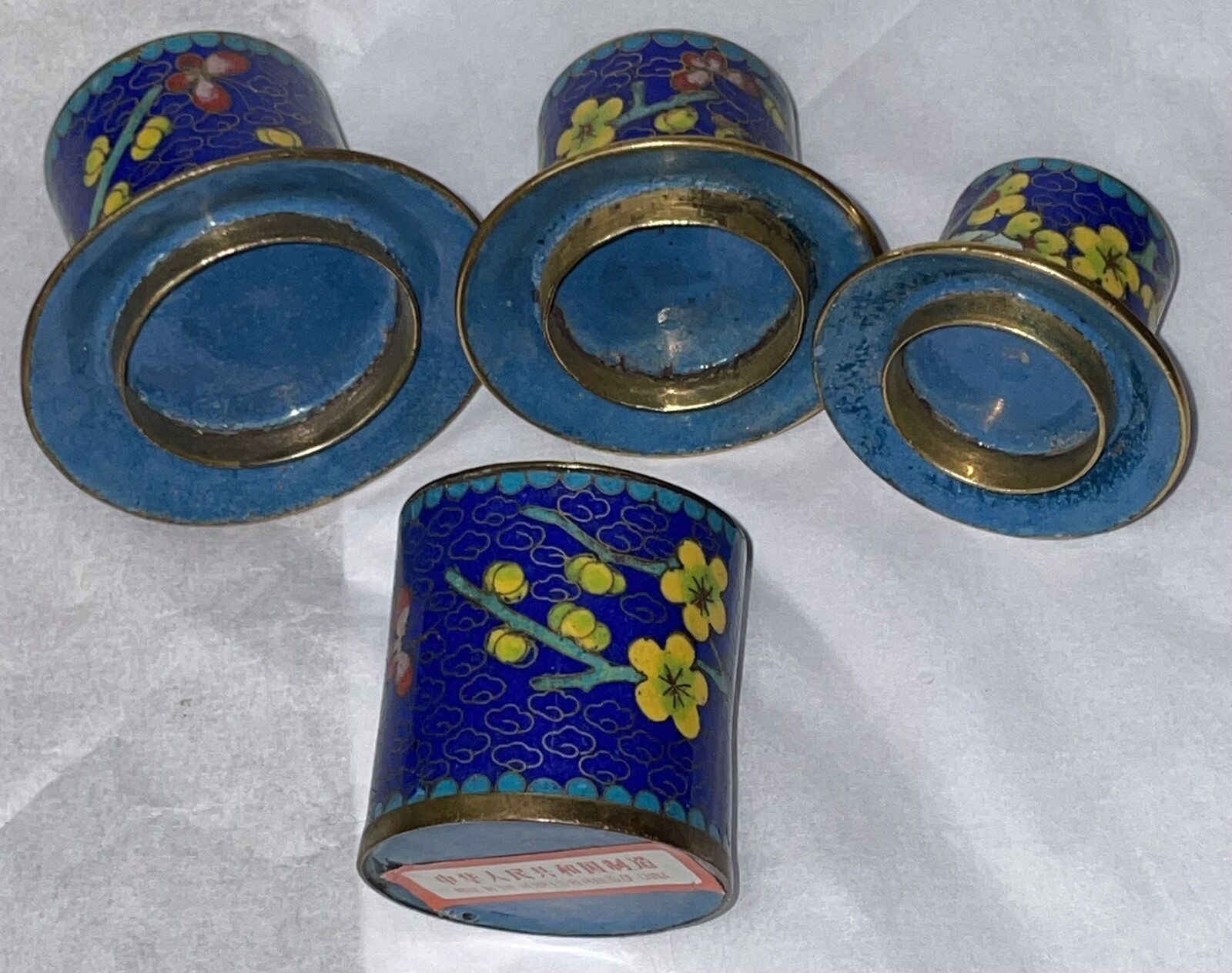 Vintage Chinese Cloisonné 4 Stacking Trinket Jars Or Cups ? Pagoda As-Is No Top