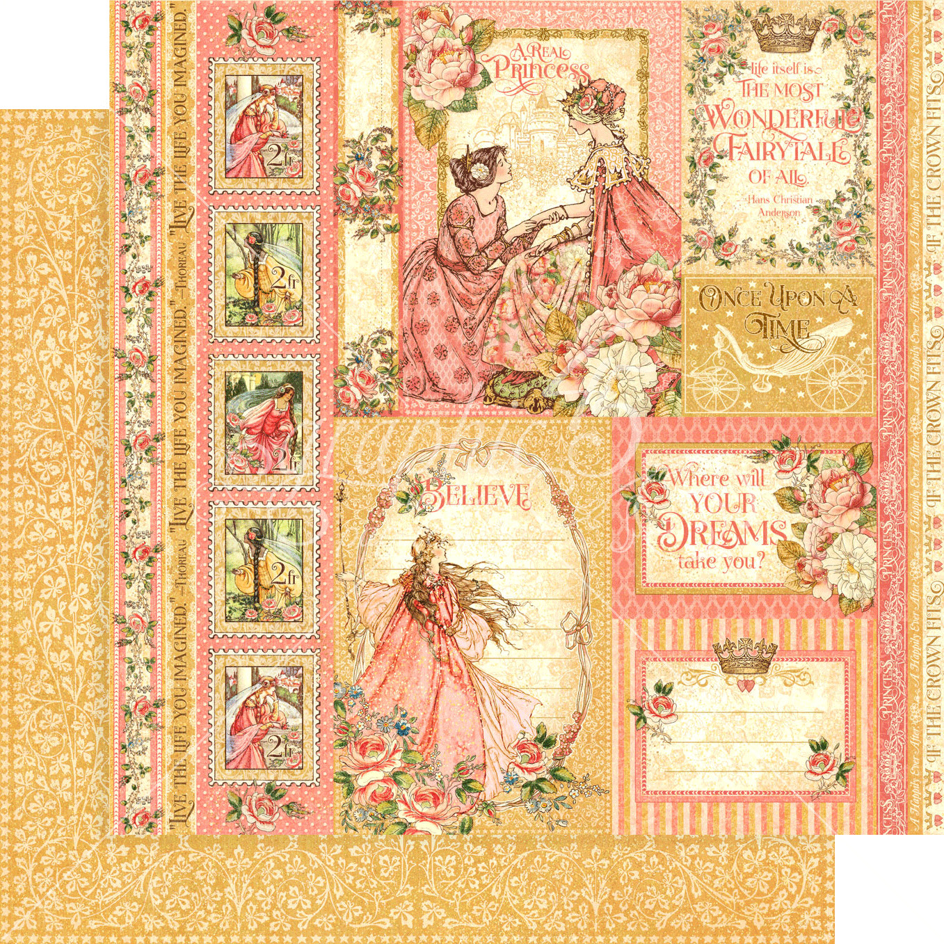 GRAPHIC 45 PRINCESS COMPLETE COLLECTION ~ PRECIOUS PINKS CROWNS GOLD