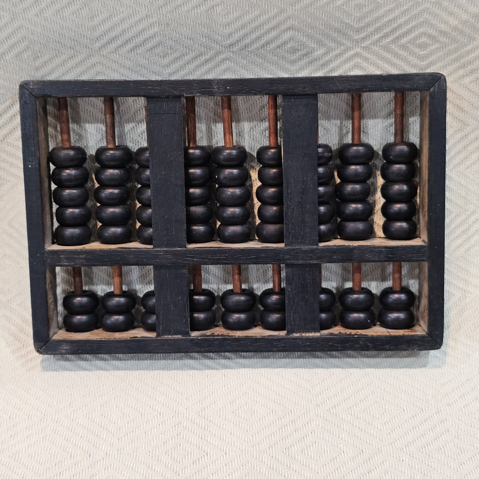 Hop Cheong Tai Black Wooded Brass Metal Abacus Vintage Hong Kong Export 63 Beads