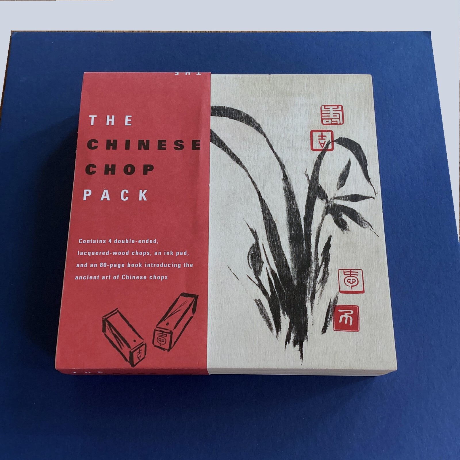 Chinese Chop Pack w 4 Double-Sided Chops Ink & Instructions in Wooden Gift Box
