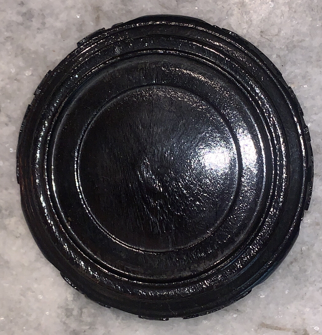Vintage Pair Chinese Carved Black Display Stands 4 5/8”Diam 3.25” VaseBase