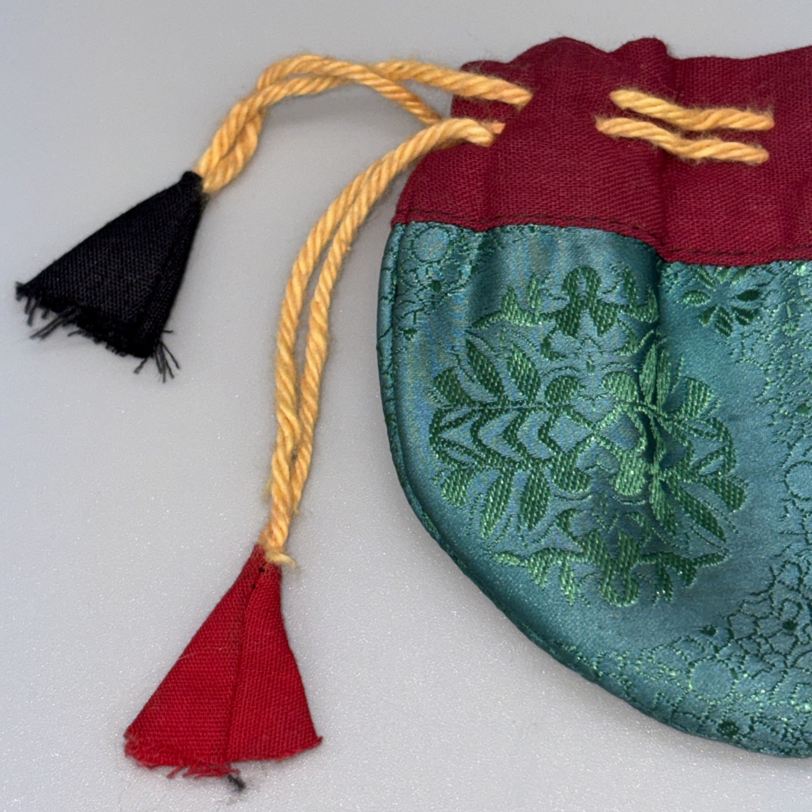 Vintage Chinese Silk Brocade Drawstring Jewelry Pouch & Wine Bottle Gift Bag Lot
