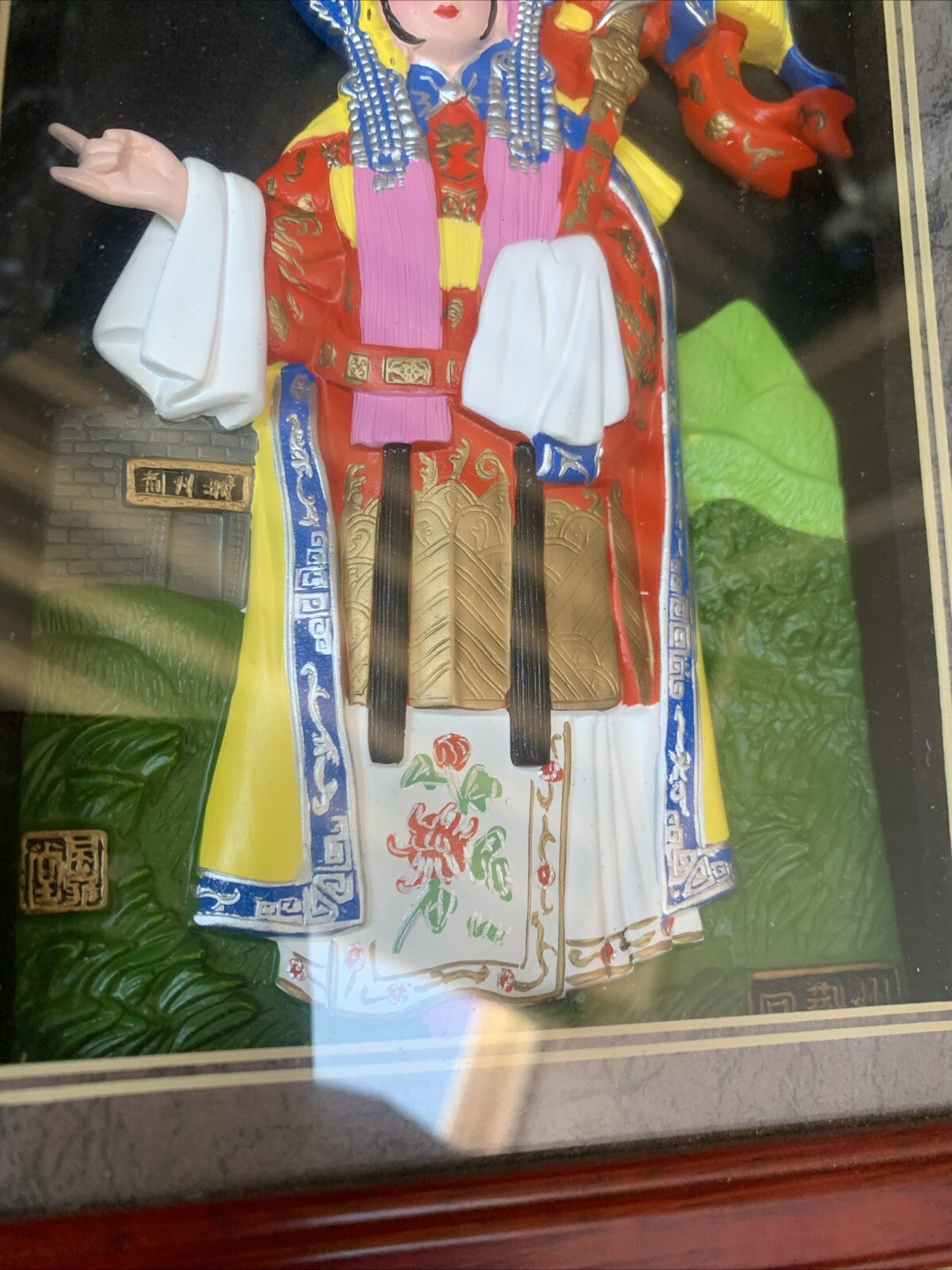 Vintage Peking Opera Shadow Box Doll Sun ShangXiang FENGYATANG Relief Art