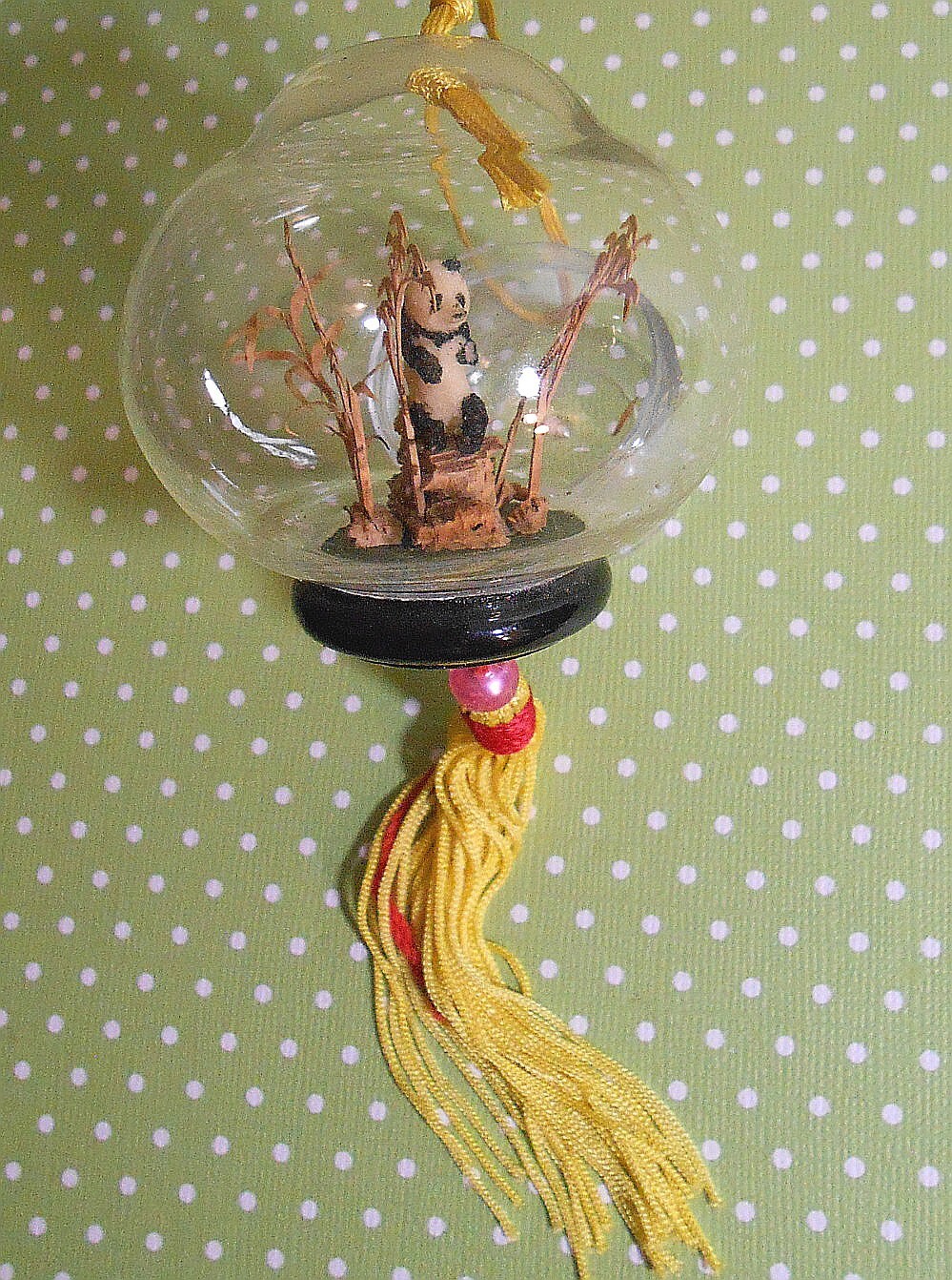 Vintage Chinese Panda Hanging Ornament Globe