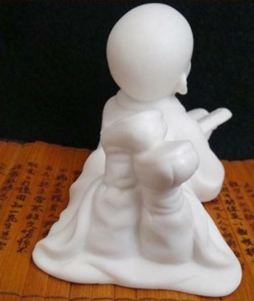 5.1″China White Porcelain Ceramics Lovable Read Book Little Monk Figurine Statue