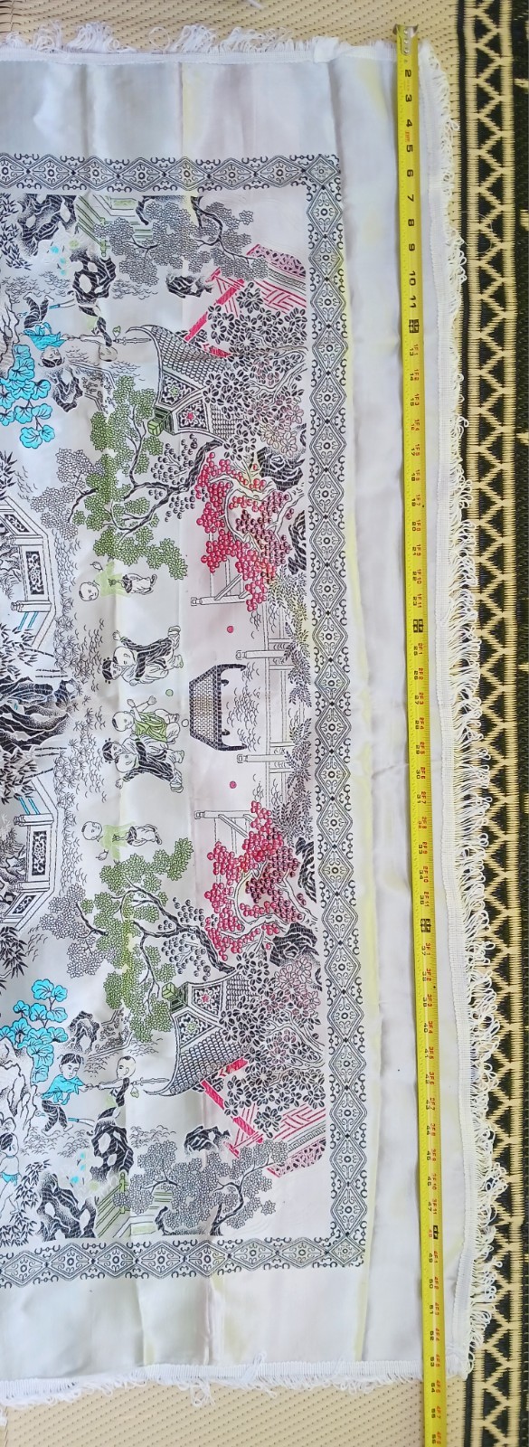 Vtg Large Chinese Embroidered Silk Brocade Wall Hanging Tablecloth Piano Cover