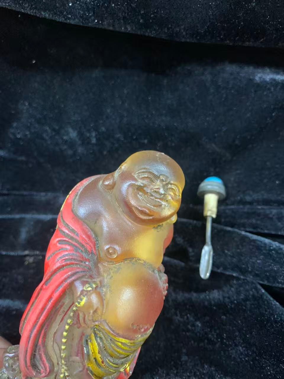 Wonderful Pure Chinese Old Coloured Glaze Hand Made *Happy Monk* Bottle !!!