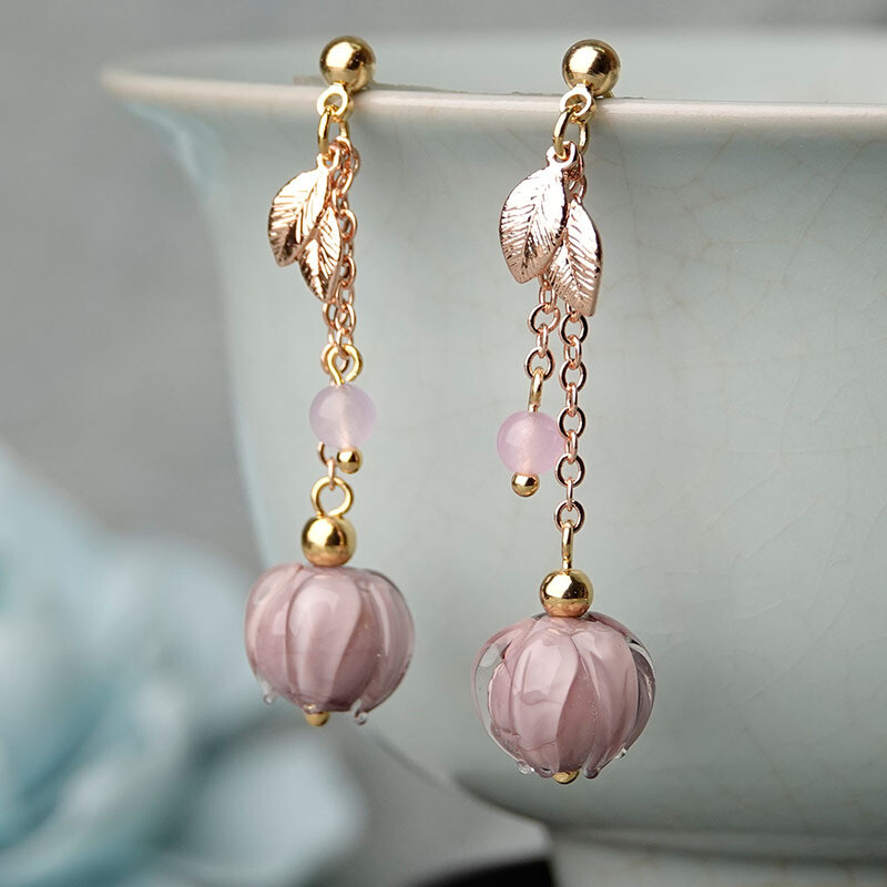 China Coloured Glaze/Orchid Gild Tibetan Style Exquisite Fashion Earbob Earrings
