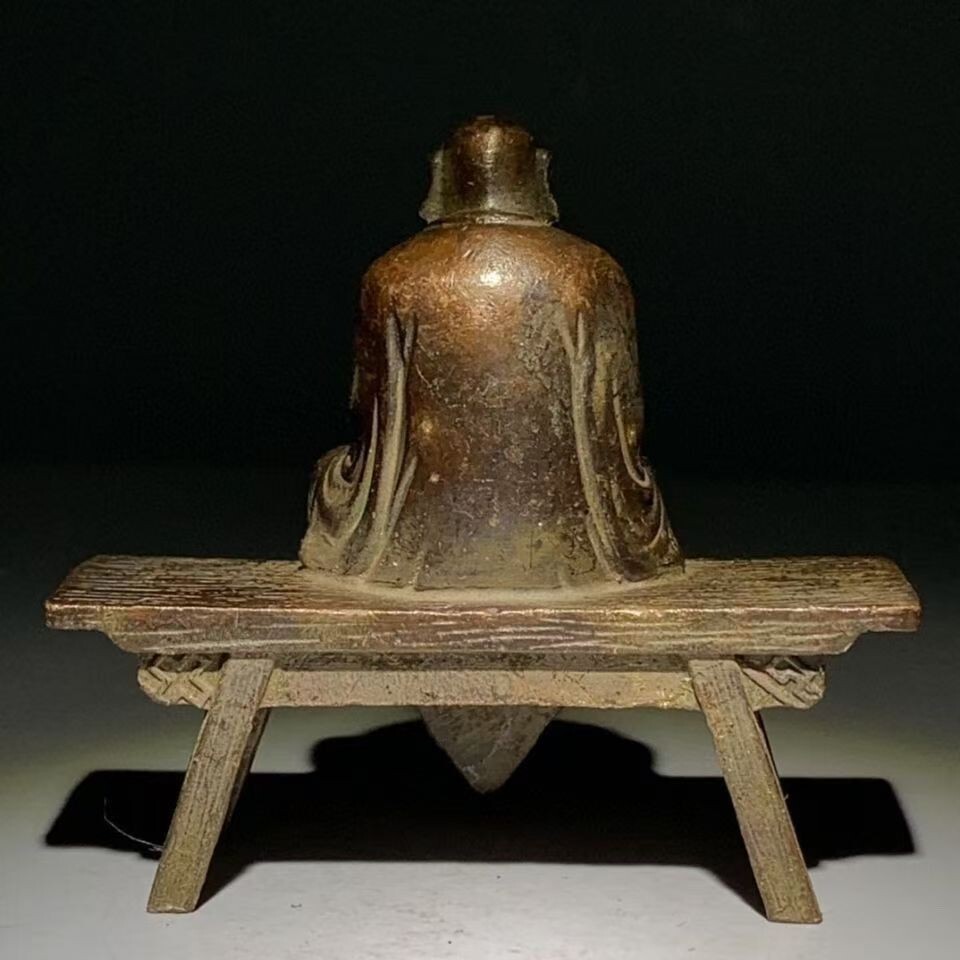 Antique alloy bench Dharma Buddha home decoration